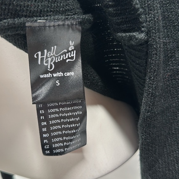 Hell Bunny Connie Sweater Knit Top Blouse Long Sleeve Pullover Black Pearl Small - Picture 8 of 9